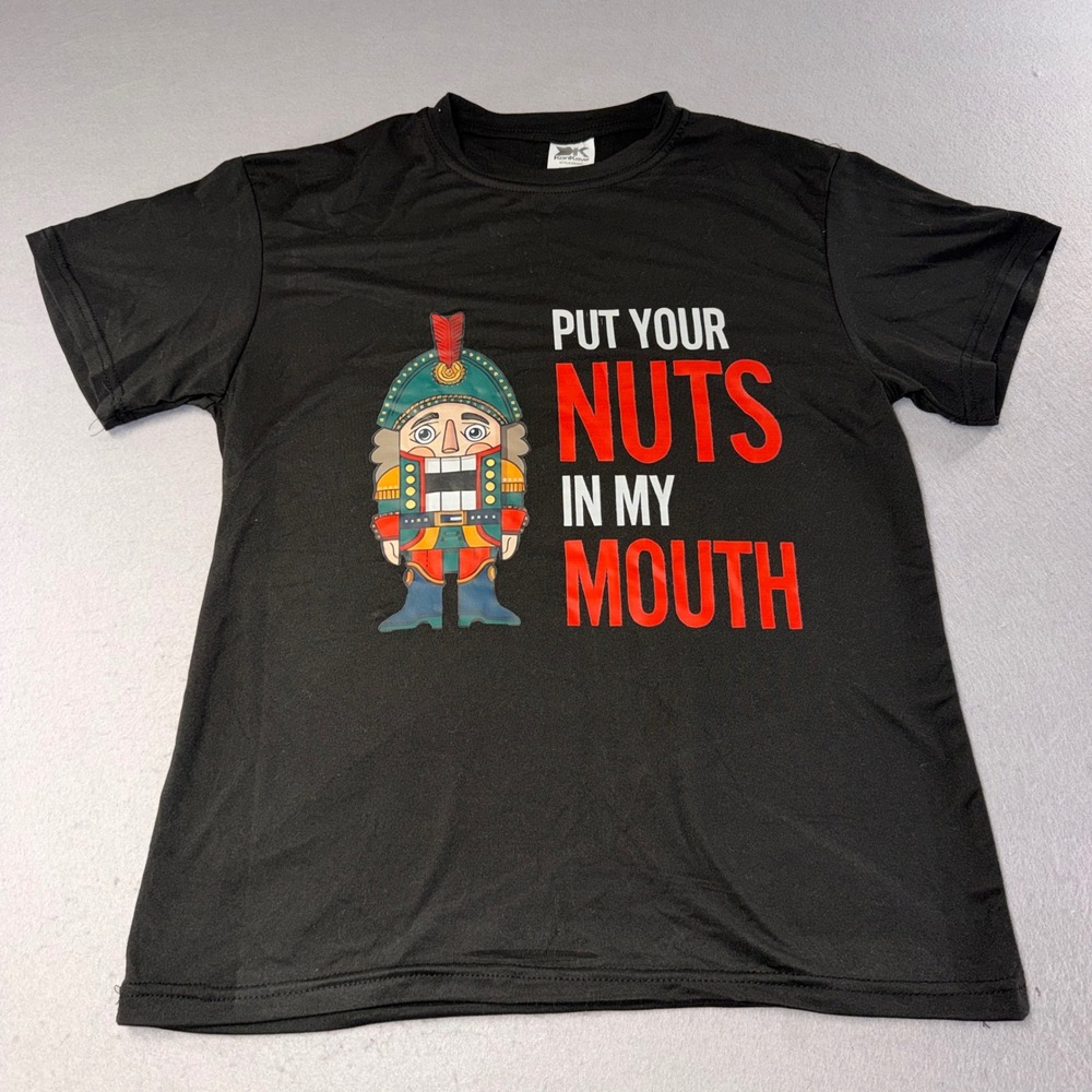Mens Medium Christmas Holiday Black Nutcracker Funny Party Naughty Shirt